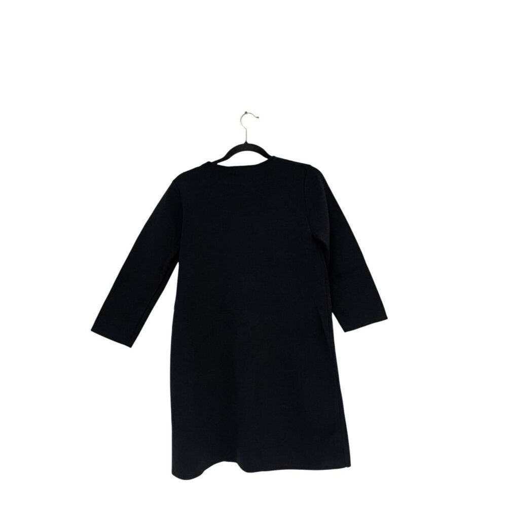 Zara Womens Sweater Bow Dress L Large Black Knit 3/4 Sleeve 2142/201 NWOT - Picture 2 of 8